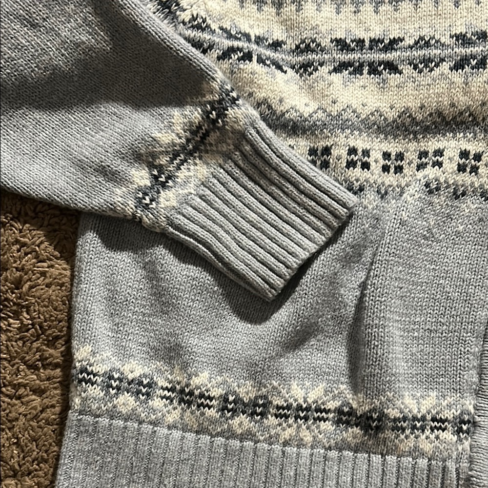 Gray Cowl Neck Sweater with Nordic Pattern - Picture 5 of 8